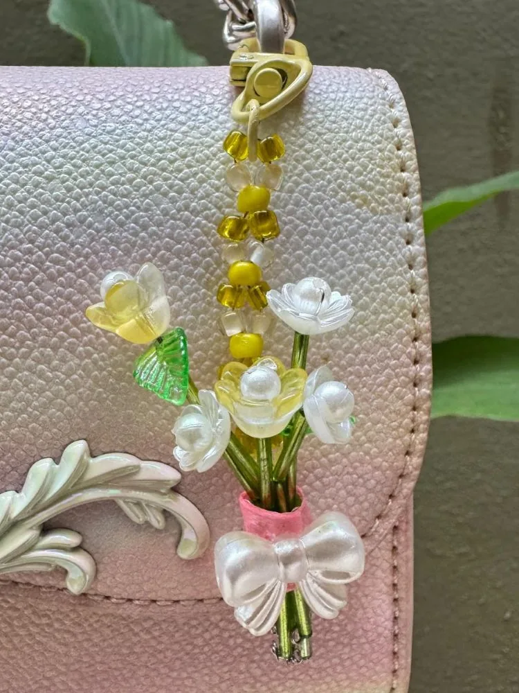 Buttercup Posy Charm — handmade yellow flower bag charm by MeShanvi Studio